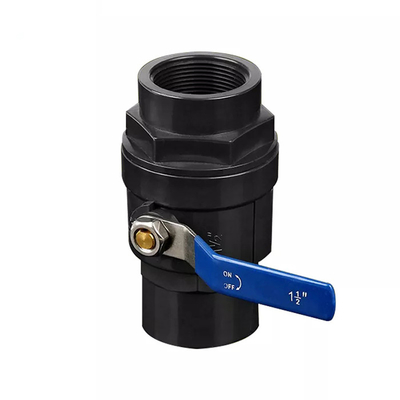 أسود اثنان قطعة الصلب مقبض الكرة صمام 50mm PVC الكرة صمام